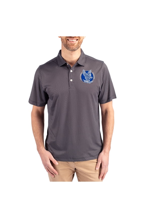 Men's Cutter & Buck Black Air Force Falcons Pike Eco Symmetry Print Stretch Polo