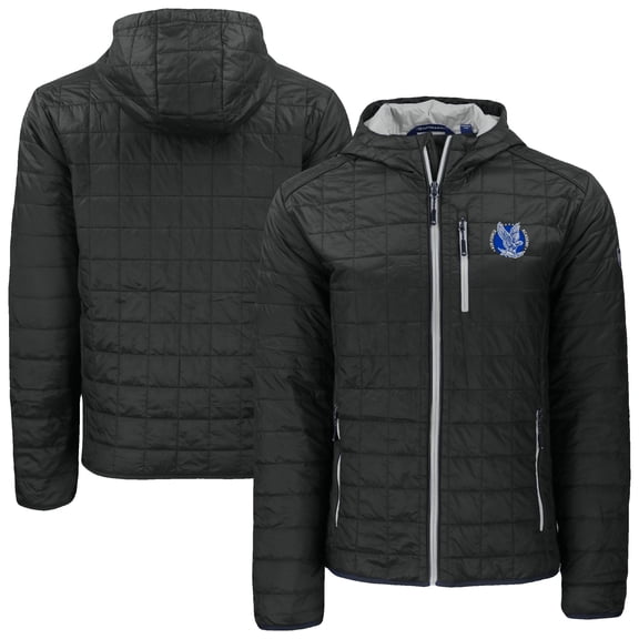 Men's-Cutter & Buck Black Air Force Falcons Rainier Eco PrimaLoft Hooded Full-Zip Jacket