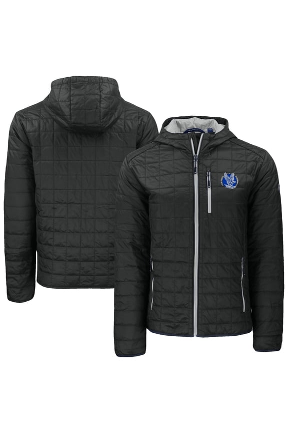 Men's-Cutter & Buck Black Air Force Falcons Rainier Eco PrimaLoft Hooded Full-Zip Jacket