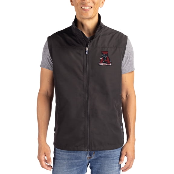 Men's Cutter & Buck Black Alabama Crimson Tide Charter Eco Recycled Full-Zip Vest