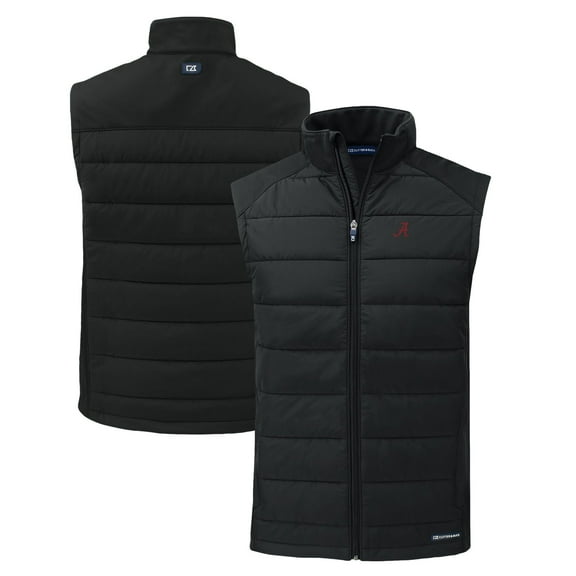 Men's Cutter & Buck  Black Alabama Crimson Tide Evoke Hybrid Eco Softshell Recycled Full-Zip Vest