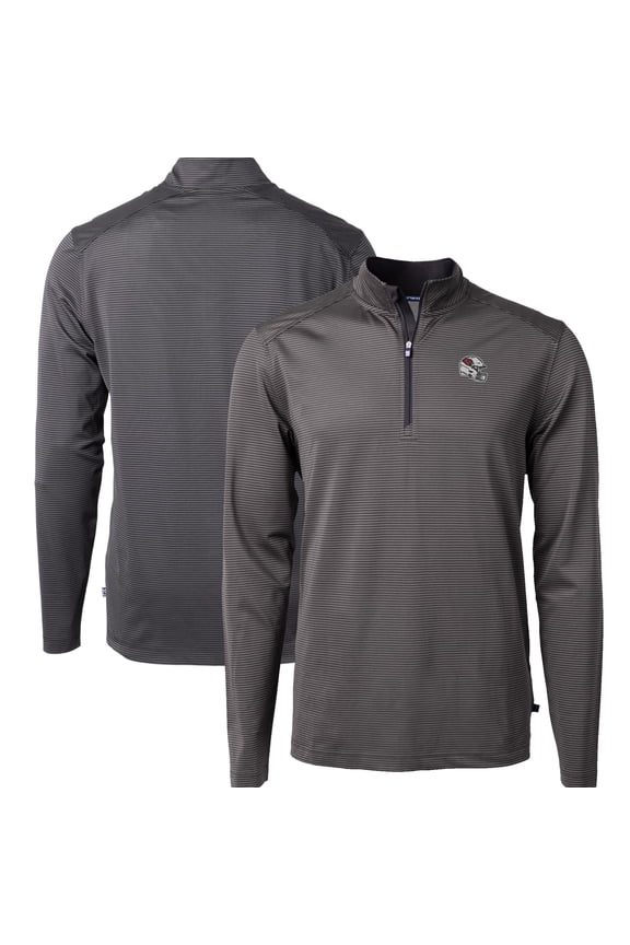 Men's Cutter & Buck Black Arizona Cardinals Big & Tall Virtue Eco Pique Micro Stripe Tri-Blend Quarter-Zip Jacket