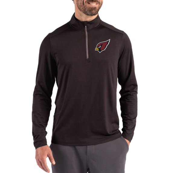 Men's Cutter & Buck Black Arizona Cardinals Coastline Epic Comfort Recycled Quarter-Zip Pullover