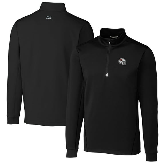 Men's Cutter & Buck Black Arizona Cardinals Helmet Traverse Stretch Quarter-Zip Pullover Top