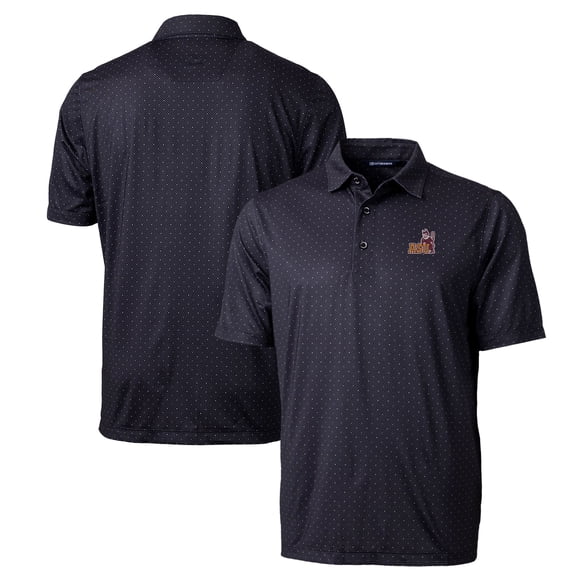 Men's Cutter & Buck Black Arizona State Sun Devils Primary Team Logo Pike Double Dot Print Stretch Polo