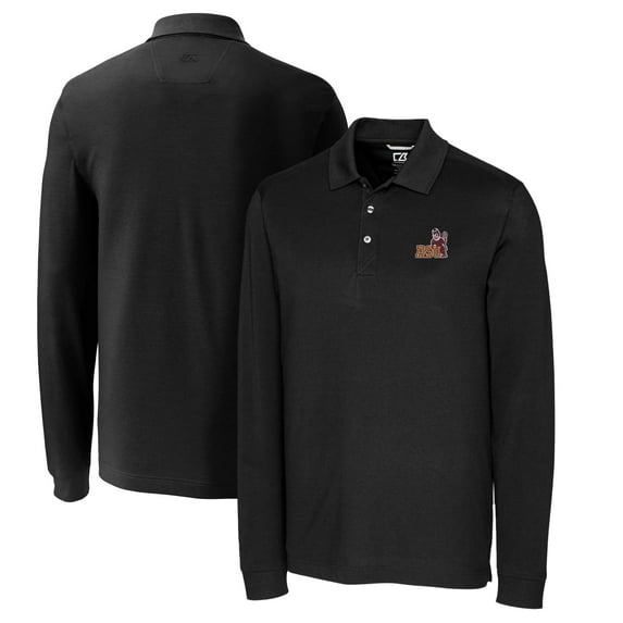 Men's Cutter & Buck Black Arizona State Sun Devils Vault Advantage Tri-Blend Pique Big & Tall Long Sleeve Polo