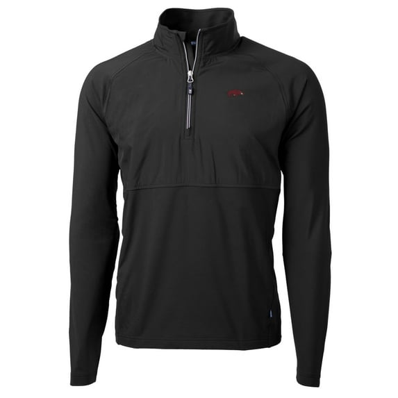 Men's Cutter & Buck Black Arkansas Razorbacks Adapt Eco Knit Hybrid Recycled Quarter-Zip Pullover Top