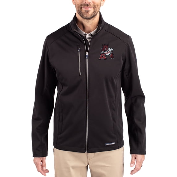 Men's Cutter & Buck Black Arkansas Razorbacks Evoke Eco Softshell Recycled Full-Zip Jacket