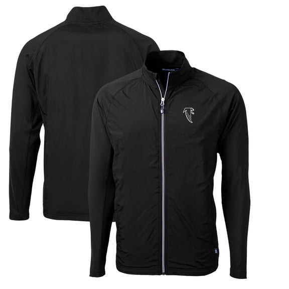 Men's Cutter & Buck Black Atlanta Falcons Adapt Eco Knit Hybrid Recycled Full-Zip Throwback Jacket