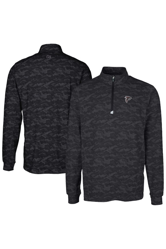 Men's Cutter & Buck Black Atlanta Falcons Big & Tall Traverse Eco Camo Tri-Blend DryTec Quarter-Zip Jacket