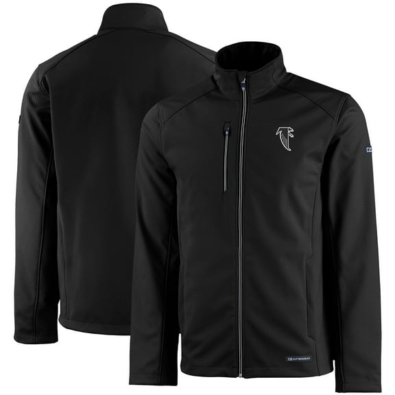 Men's Cutter & Buck Black Atlanta Falcons Evoke Eco Softshell Recycled Full-Zip Jacket