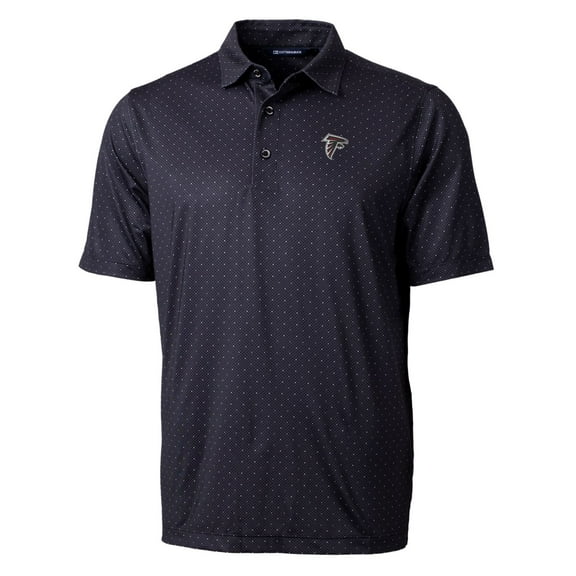 Men's Cutter & Buck Black Atlanta Falcons Pike Double Dot Print Stretch Polo