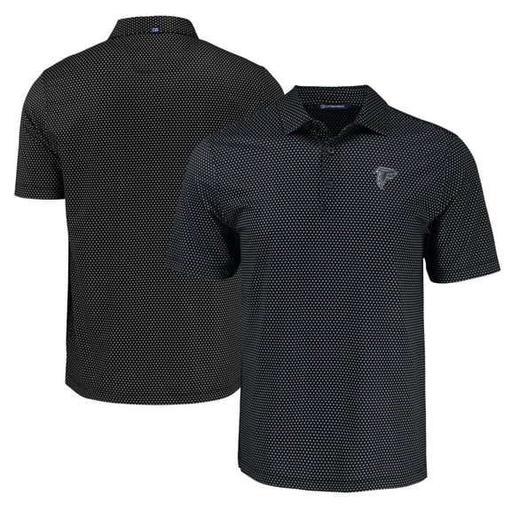 Men's Cutter & Buck Black Atlanta Falcons Pike Eco Shadow Check Print Recycled Polo