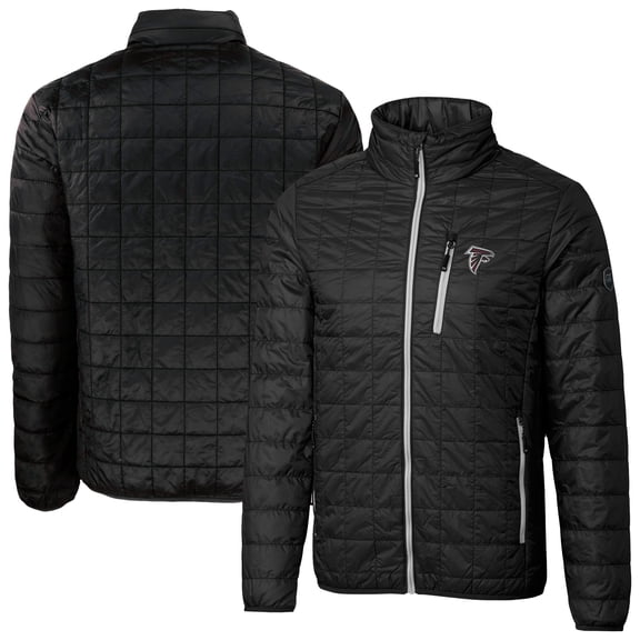 Men's Cutter & Buck Black Atlanta Falcons Rainier PrimaLoft Eco Insulated Full-Zip Puffer Jacket