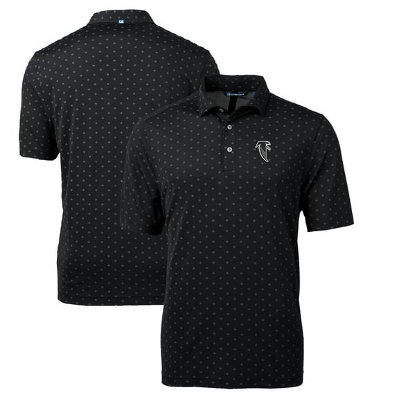 Men's Cutter & Buck Black Atlanta Falcons Throwback Logo Virtue Eco Pique Tile Recycled Big & Tall Polo