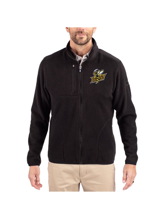 Men's Cutter & Buck Black Baldwin Wallace Yellow Jackets Cascade Eco Fleece Full-Zip Jacket