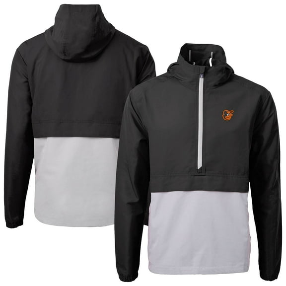 Men's Cutter & Buck  Black Baltimore Orioles Charter Eco Recycled Half-Zip Anorak Jacket