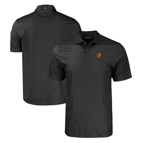 Men's Cutter & Buck Black Baltimore Orioles Pike Eco Tonal Geo Print Stretch Recycled Polo