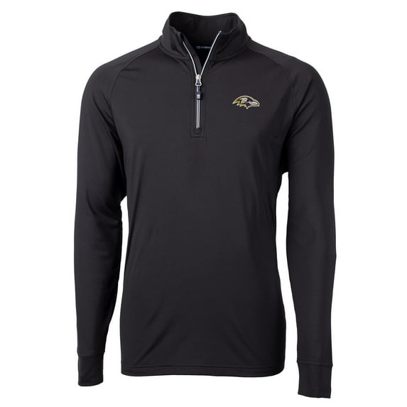Men's Cutter & Buck Black Baltimore Ravens Adapt Eco Knit Quarter-Zip Pullover Jacket
