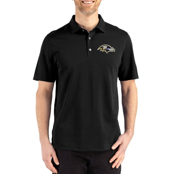 Men's Cutter & Buck Black Baltimore Ravens Big & Tall Advantage Refresh Epic Confidence Recycled Tri-Blend Pique Polo