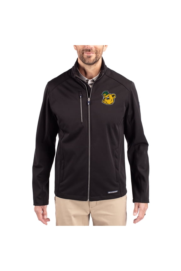 Men's Cutter & Buck Black Baylor Bears Evoke Eco Softshell Recycled Full-Zip Jacket