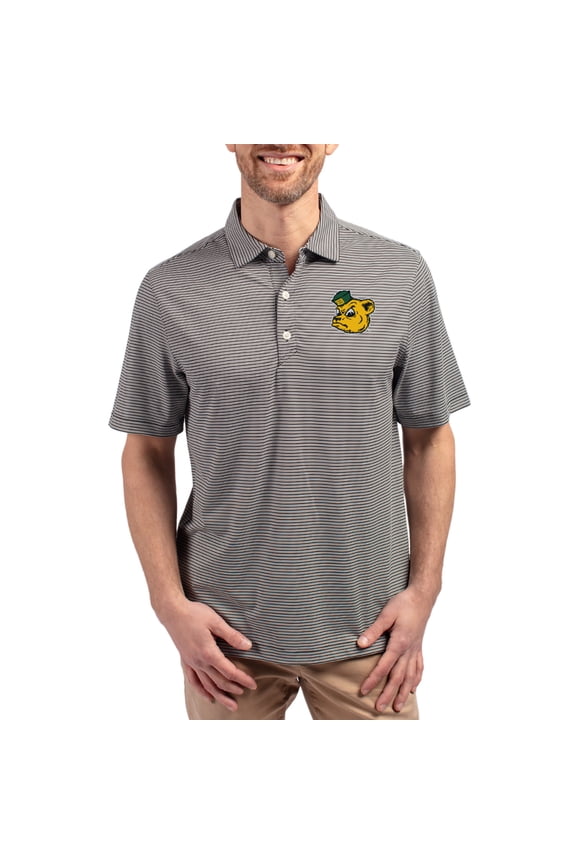 Men's Cutter & Buck Black Baylor Bears Forge Eco Double Stripe Stretch Recycled Polo