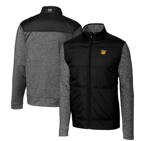 Men's Cutter & Buck Black Baylor Bears Vault Stealth Hybrid Quilted Full-Zip Windbreaker Jacket