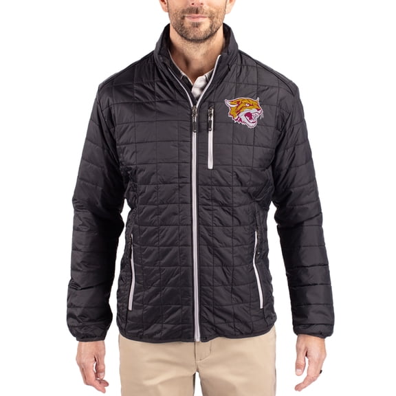 Men's-Cutter & Buck  Black Bethune-Cookman Wildcats Rainier Eco Insulated PrimaLoft Full-Zip Puffer Jacket