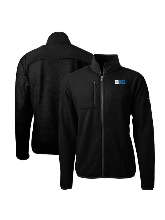 Men's Cutter & Buck Black Big Ten Gear Cascade Eco Sherpa Fleece Full-Zip Jacket