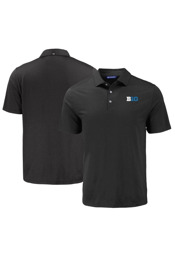 Men's Cutter & Buck Black Big Ten Gear Coastline Epic Comfort Eco Recycled Polo