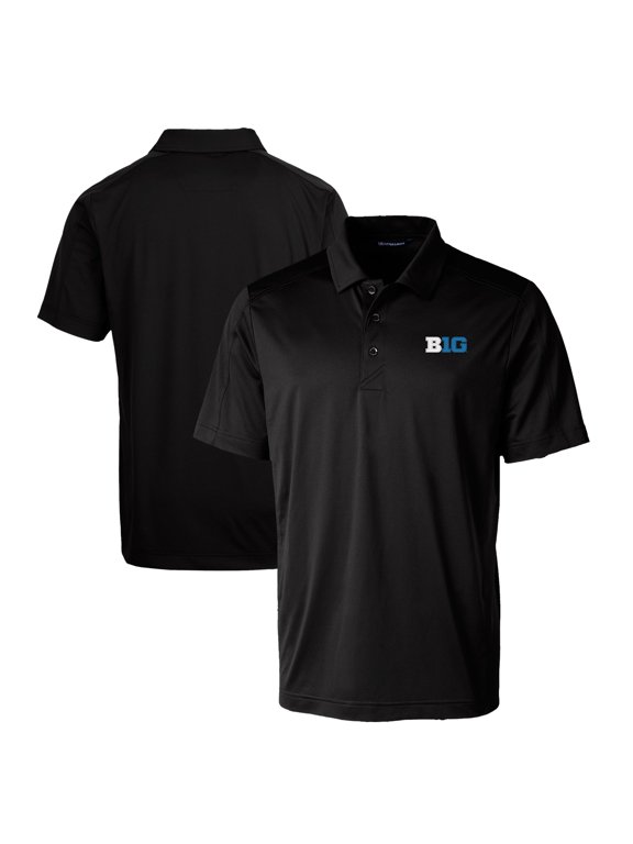 Men's Cutter & Buck Black Big Ten Gear Prospect Textured Stretch Polo