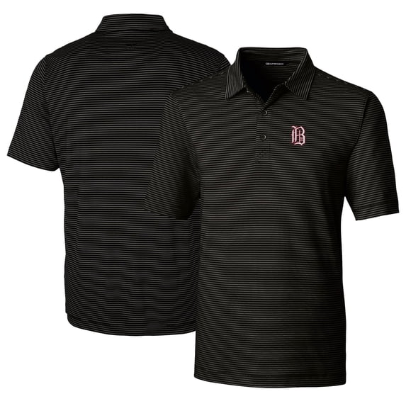 Men's Cutter & Buck Black Birmingham Barons Big & Tall Forge Pencil Stripe Stretch Polo