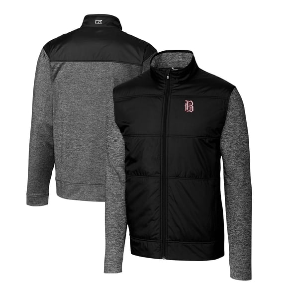 Men's Cutter & Buck Black Birmingham Barons Stealth Hybrid Quilted Full-Zip Windbreaker Jacket