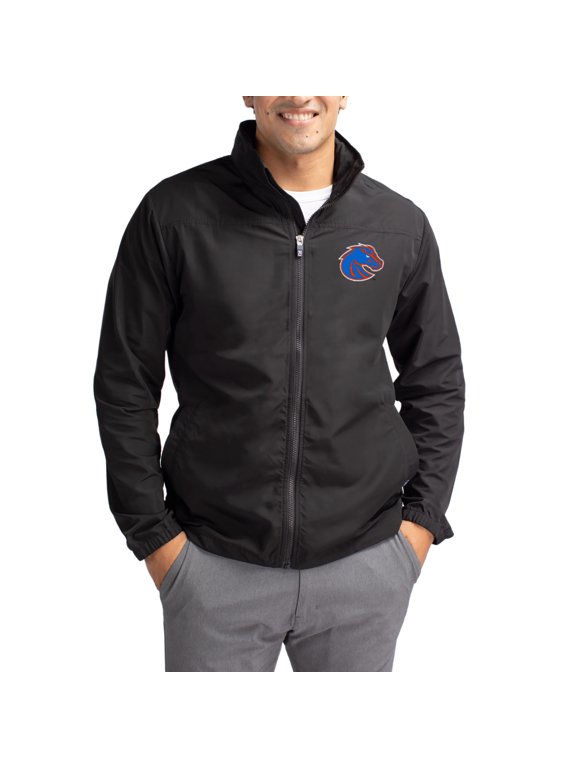 Men's Cutter & Buck Black Boise State Broncos Charter Eco Recycled Full-Zip Jacket