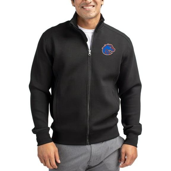 Men's-Cutter & Buck  Black Boise State Broncos Roam Eco Recycled Full-Zip Jacket