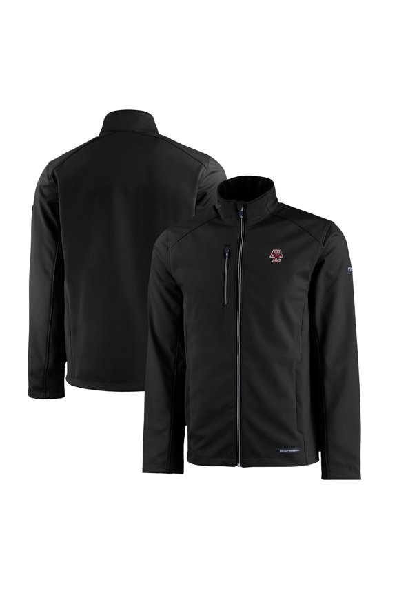 Men's Cutter & Buck  Black Boston College Eagles Evoke Eco Softshell Recycled Full-Zip Jacket