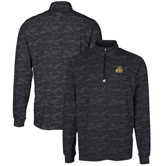 Men's Cutter & Buck Black Bryant Bulldogs Big & Tall Traverse Camo Print Stretch Quarter-Zip Pullover Top