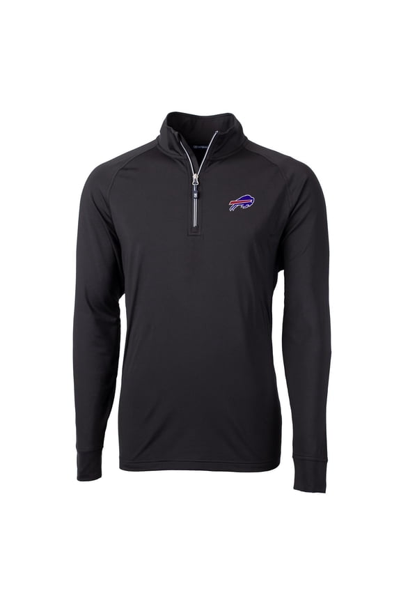 Men's Cutter & Buck Black Buffalo Bills Adapt Eco Knit Quarter-Zip Pullover Jacket