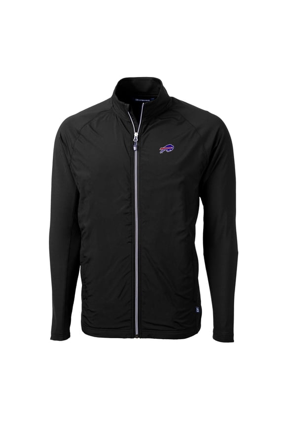 Men's Cutter & Buck Black Buffalo Bills Big & Tall Adapt Eco Knit Full-Zip Raglan Jacket