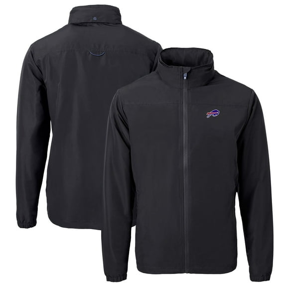 Men's Cutter & Buck  Black Buffalo Bills  Big & Tall Charter Eco Knit Recycled Full-Zip Jacket