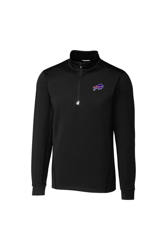 Men's Cutter & Buck Black Buffalo Bills Big & Tall Traverse Quarter-Zip Pullover Jacket
