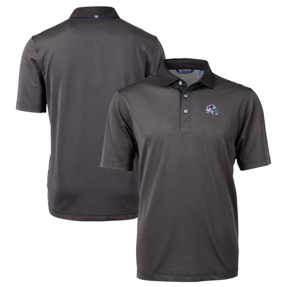 Men's Cutter & Buck Black Buffalo Bills Big & Tall Virtue Eco Pique Micro Stripe DryTec Tri-Blend Recycled Polo