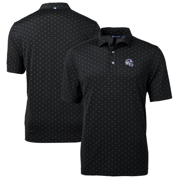 Men's Cutter & Buck Black Buffalo Bills Big & Tall Virtue Eco Pique Tile Print Recycled Polo