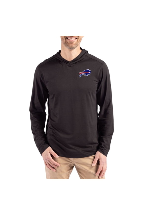 Men's Cutter & Buck Black Buffalo Bills Coastline Epic Comfort Eco Recycled Long Sleeve Hoodie T-Shirt
