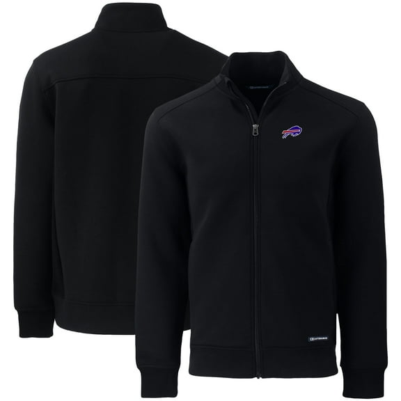 Men's Cutter & Buck Black Buffalo Bills  Roam Eco Recycled Full-Zip Jacket