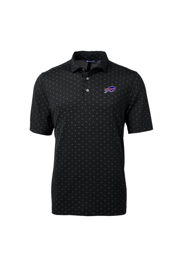 Men's Cutter & Buck Black Buffalo Bills Virtue Eco Pique Tile Print Polo