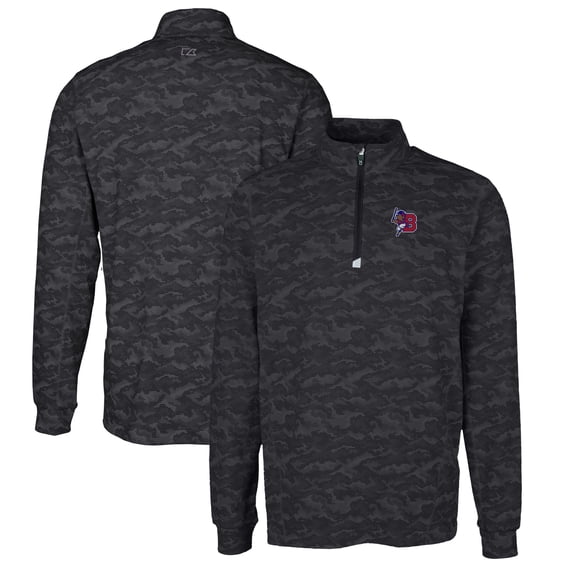 Men's Cutter & Buck Black Buffalo Bisons Traverse Camo Print Stretch Quarter-Zip Pullover Top