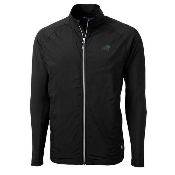 Men's Cutter & Buck Black Carolina Panthers Adapt Eco Knit Full-Zip Jacket