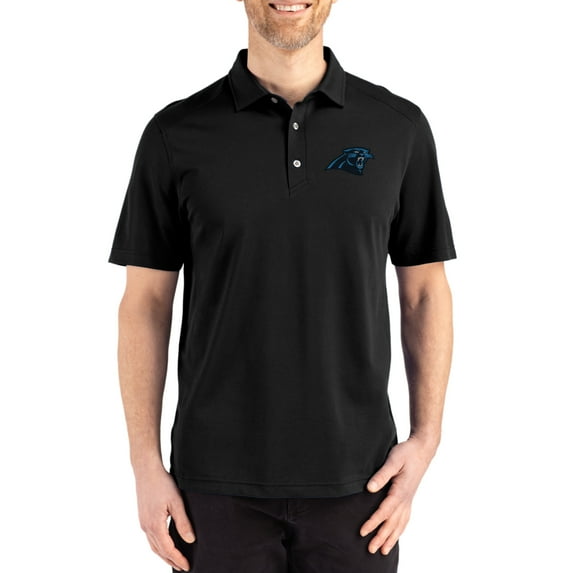 Men's Cutter & Buck Black Carolina Panthers Big & Tall Advantage Refresh Epic Confidence Recycled Tri-Blend Pique Polo