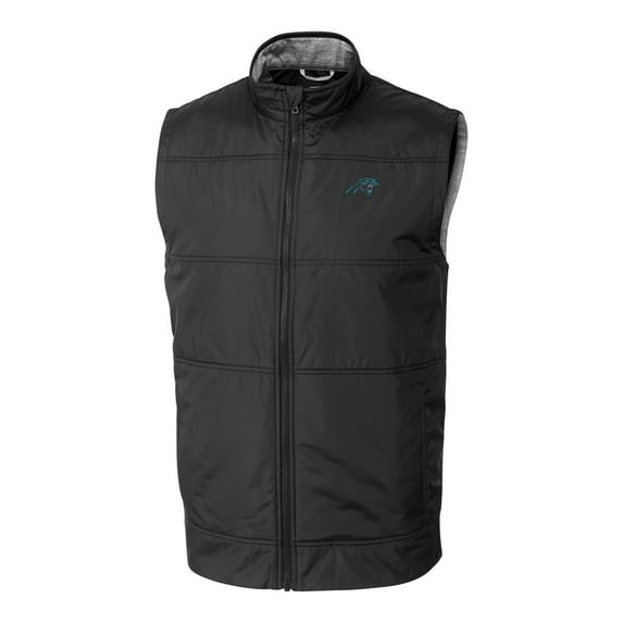 Men's Cutter & Buck Black Carolina Panthers Big & Tall Stealth Full-Zip Vest